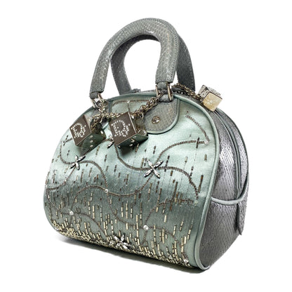Dior Vintage Crystal Python Trimmed Satin Gambler Bag