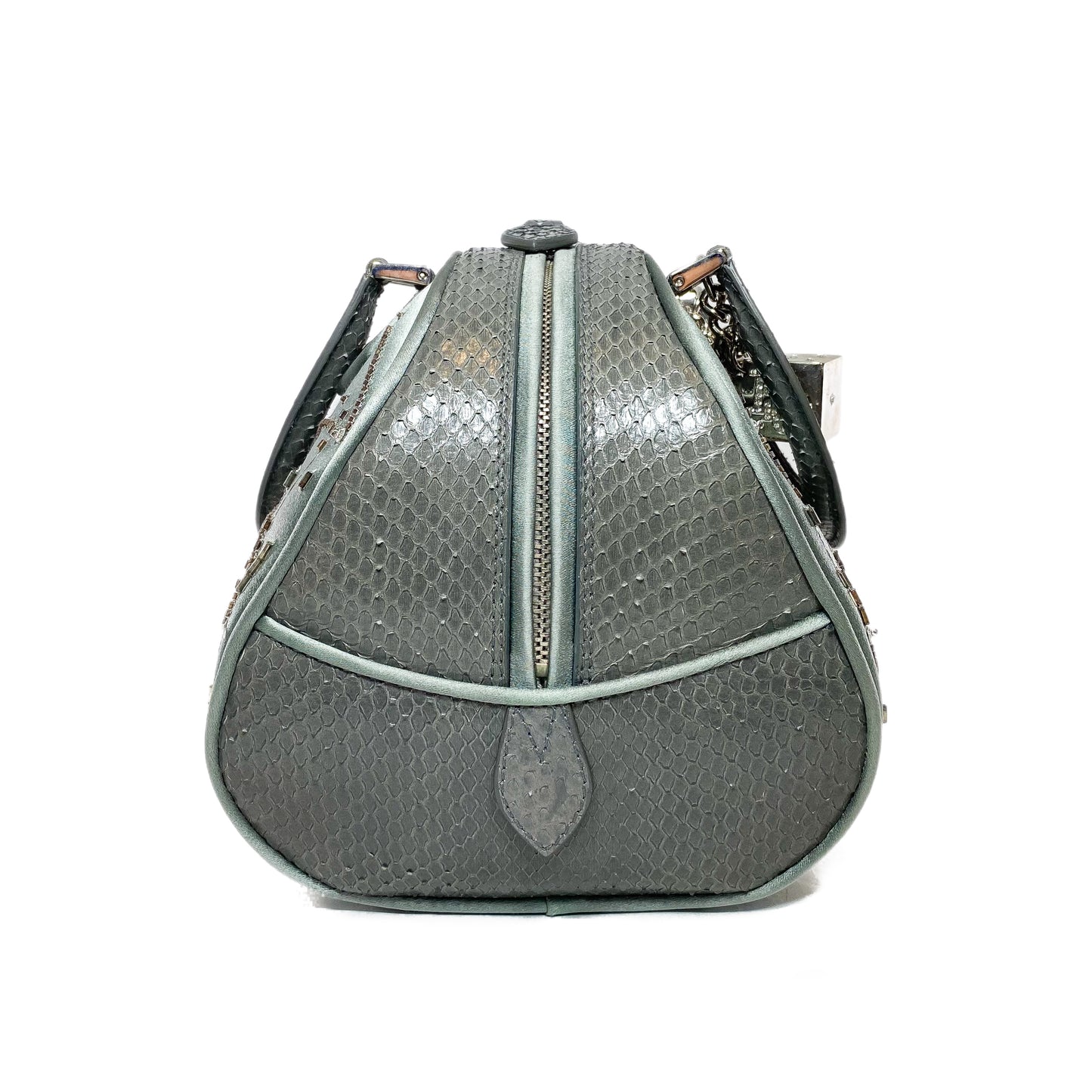 Dior Vintage Crystal Python Trimmed Satin Gambler Bag