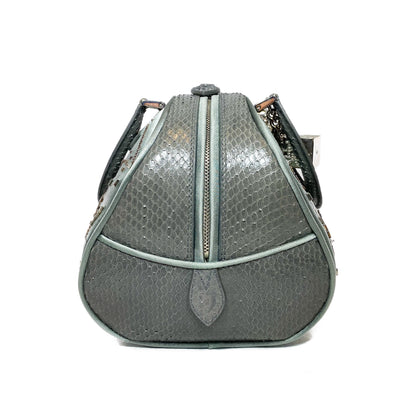 Dior Vintage Crystal Python Trimmed Satin Gambler Bag