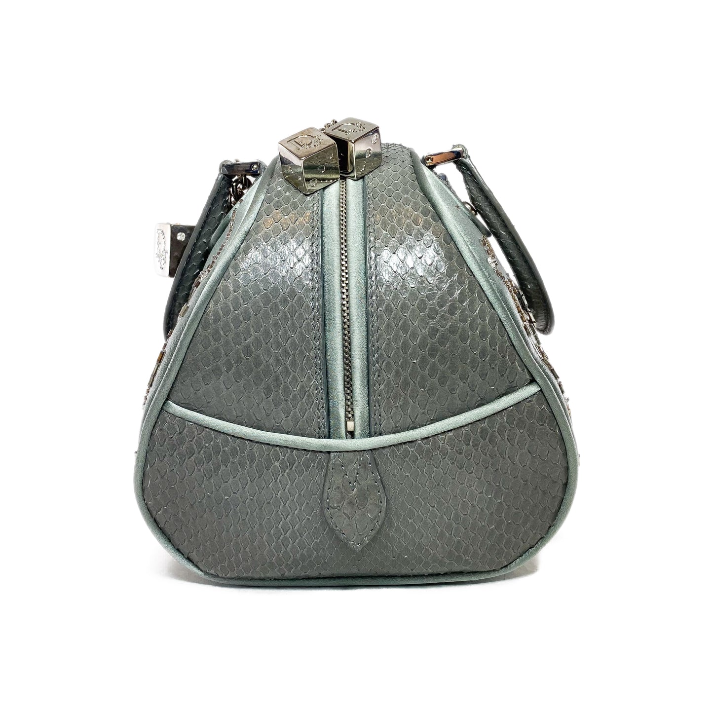 Dior Vintage Crystal Python Trimmed Satin Gambler Bag