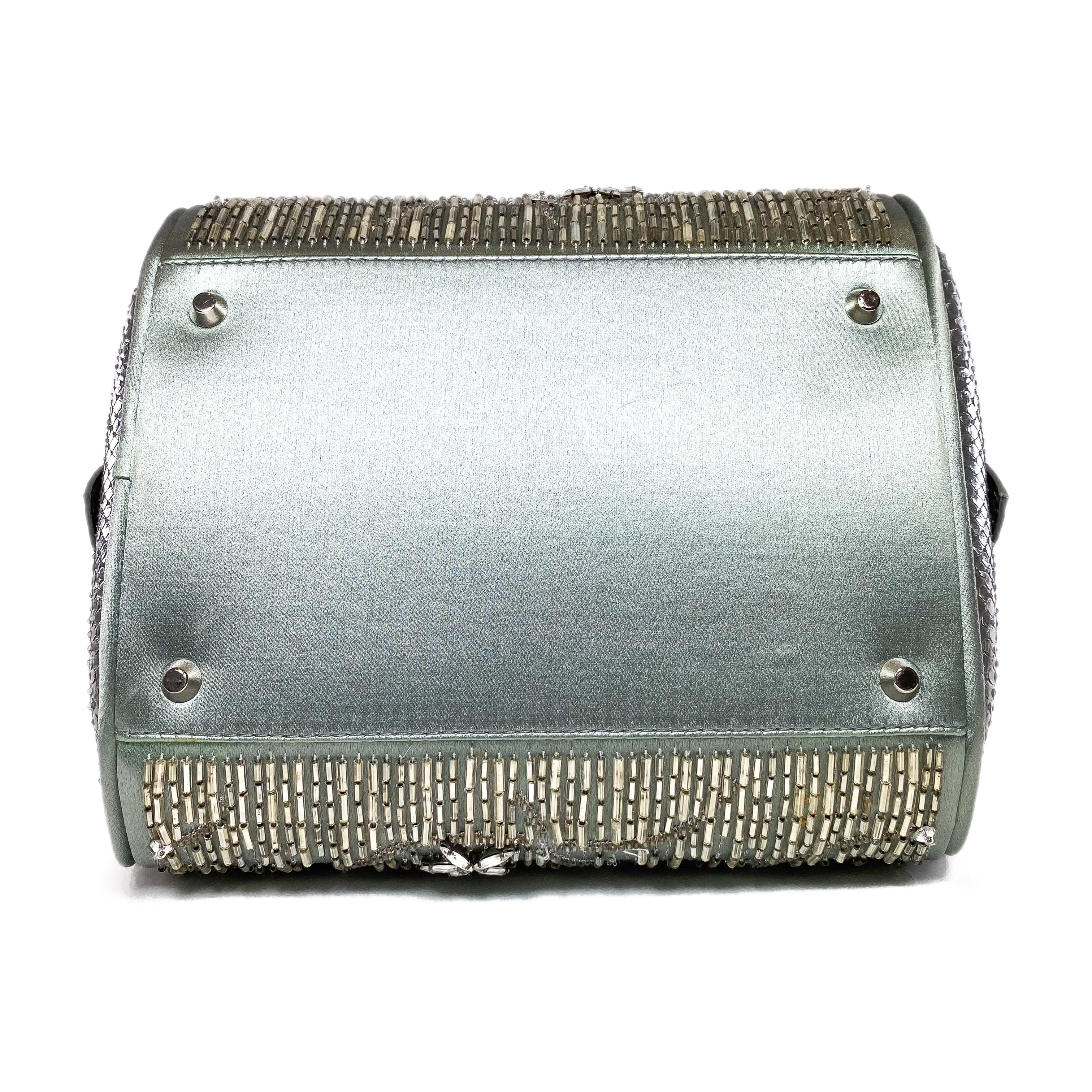 【美品】Chistian Dior  vintage handbag Dior Vintage Crystal Python Trimmed Satin Gambler Bag