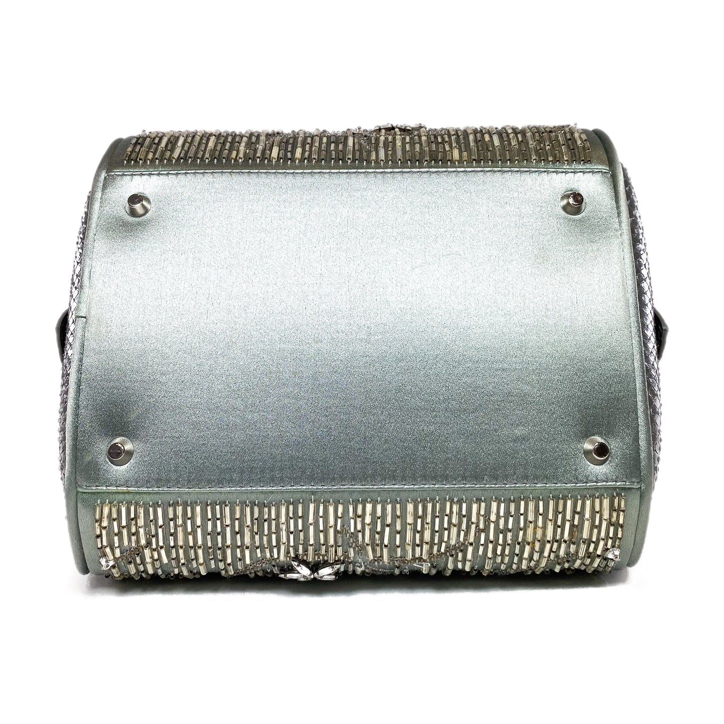 Dior Vintage Crystal Python Trimmed Satin Gambler Bag