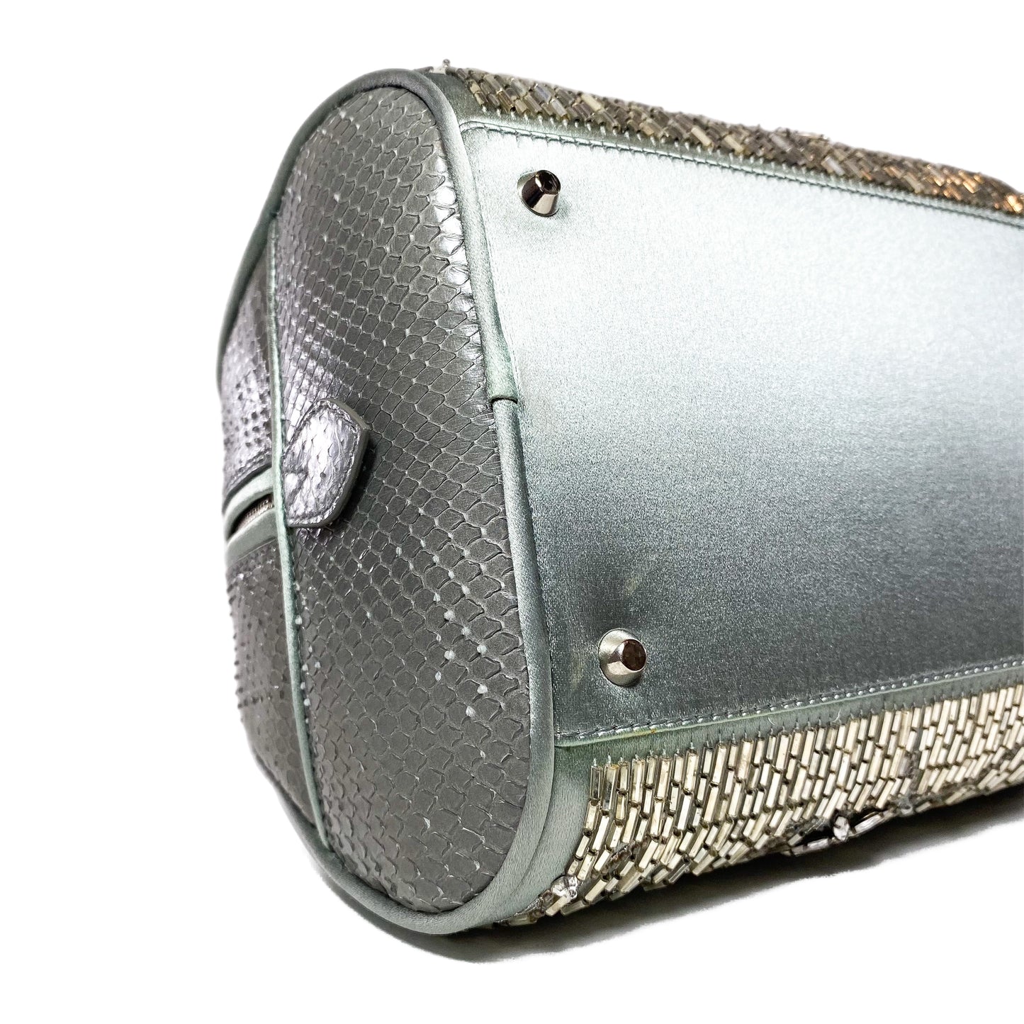 Dior Vintage Crystal Python Trimmed Satin Gambler Bag