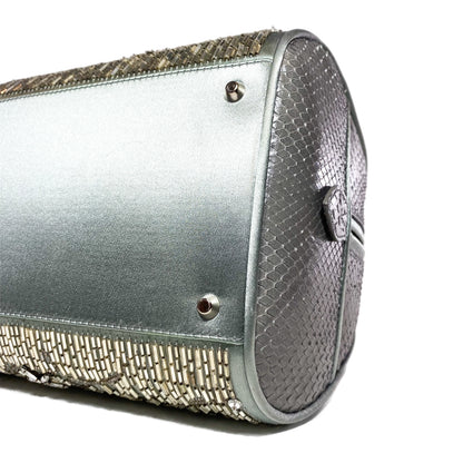 Dior Vintage Crystal Python Trimmed Satin Gambler Bag