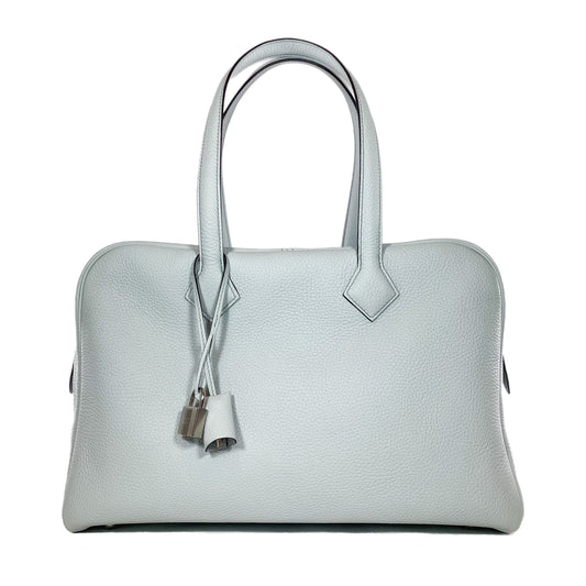 Hermes Bleu Pale Clemence Victoria 35 Palladium Hardware