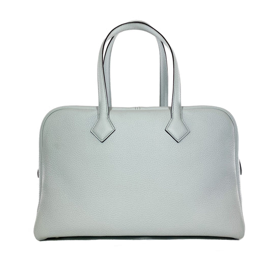 Hermes Bleu Pale Clemence Victoria 35 Palladium Hardware