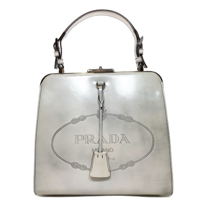 Prada Quarzo Spazzolato Logo Frame Bag