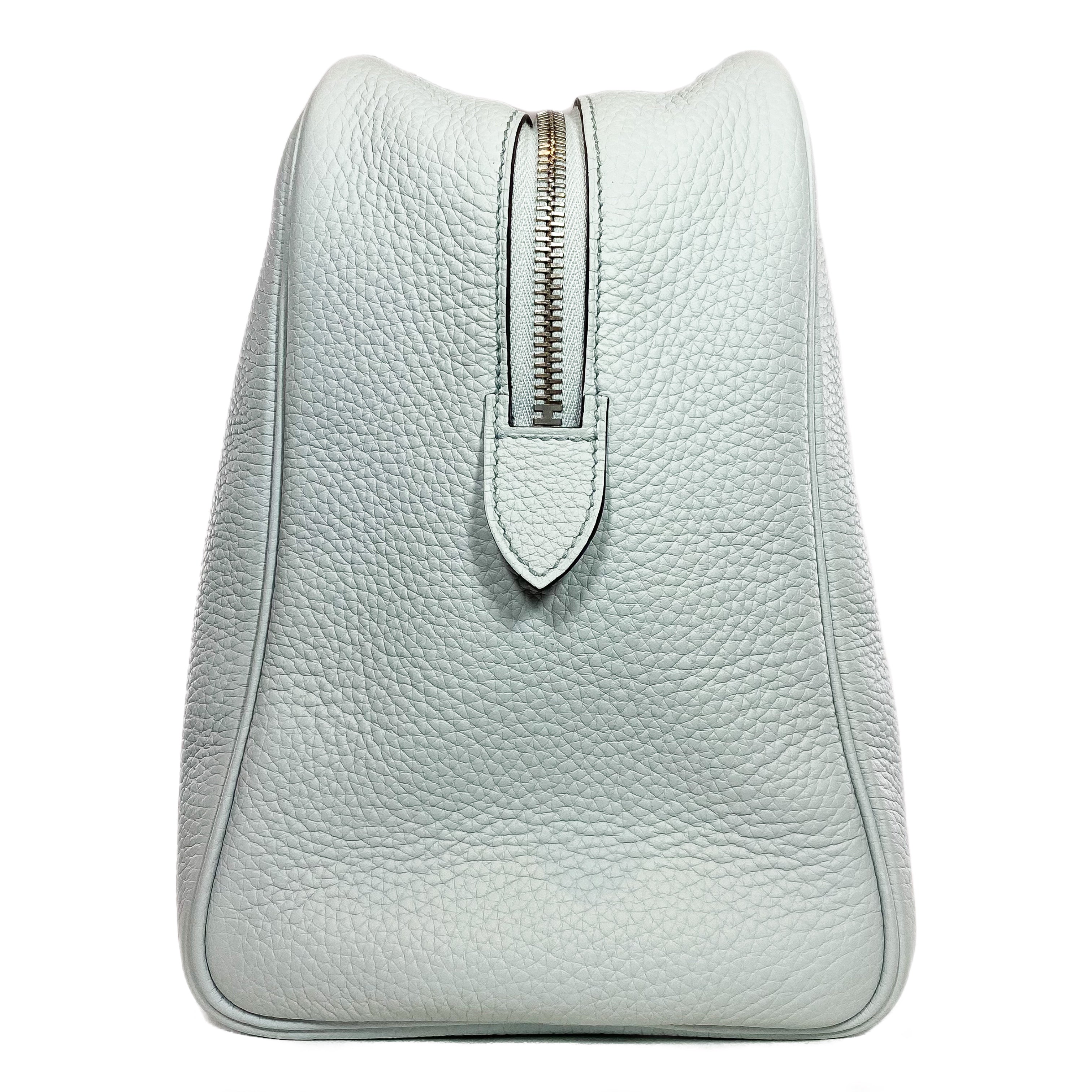 Hermes Bleu Pale Clemence Victoria 35 Palladium Hardware