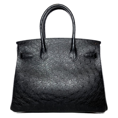 Hermes Birkin 30 Black Ostrich Rose Gold Hardware