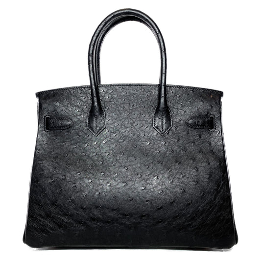 Hermes Birkin 30 Black Ostrich Rose Gold Hardware