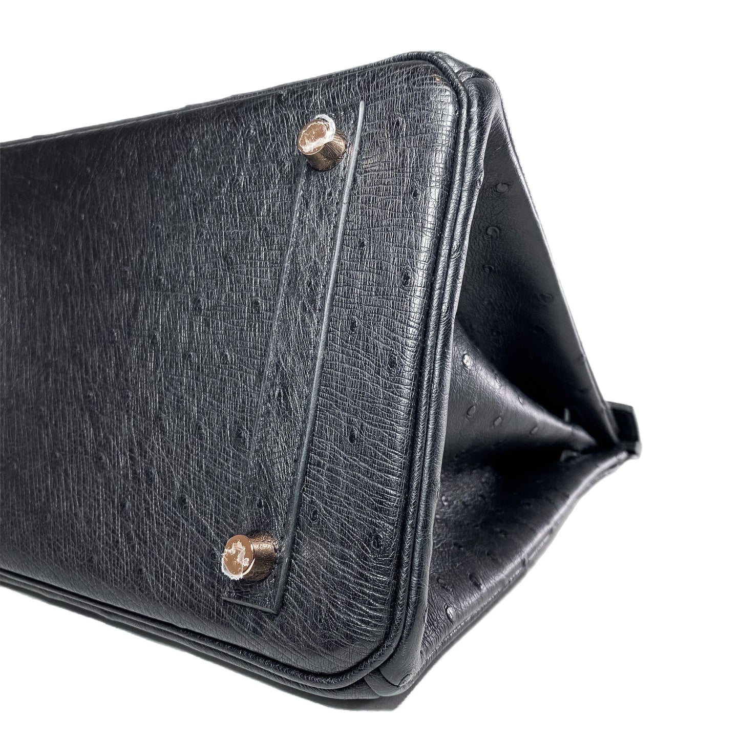 Hermes Birkin 30 Black Ostrich Rose Gold Hardware