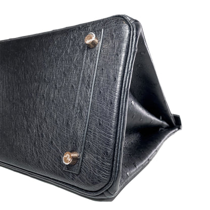 Hermes Birkin 30 Black Ostrich Rose Gold Hardware