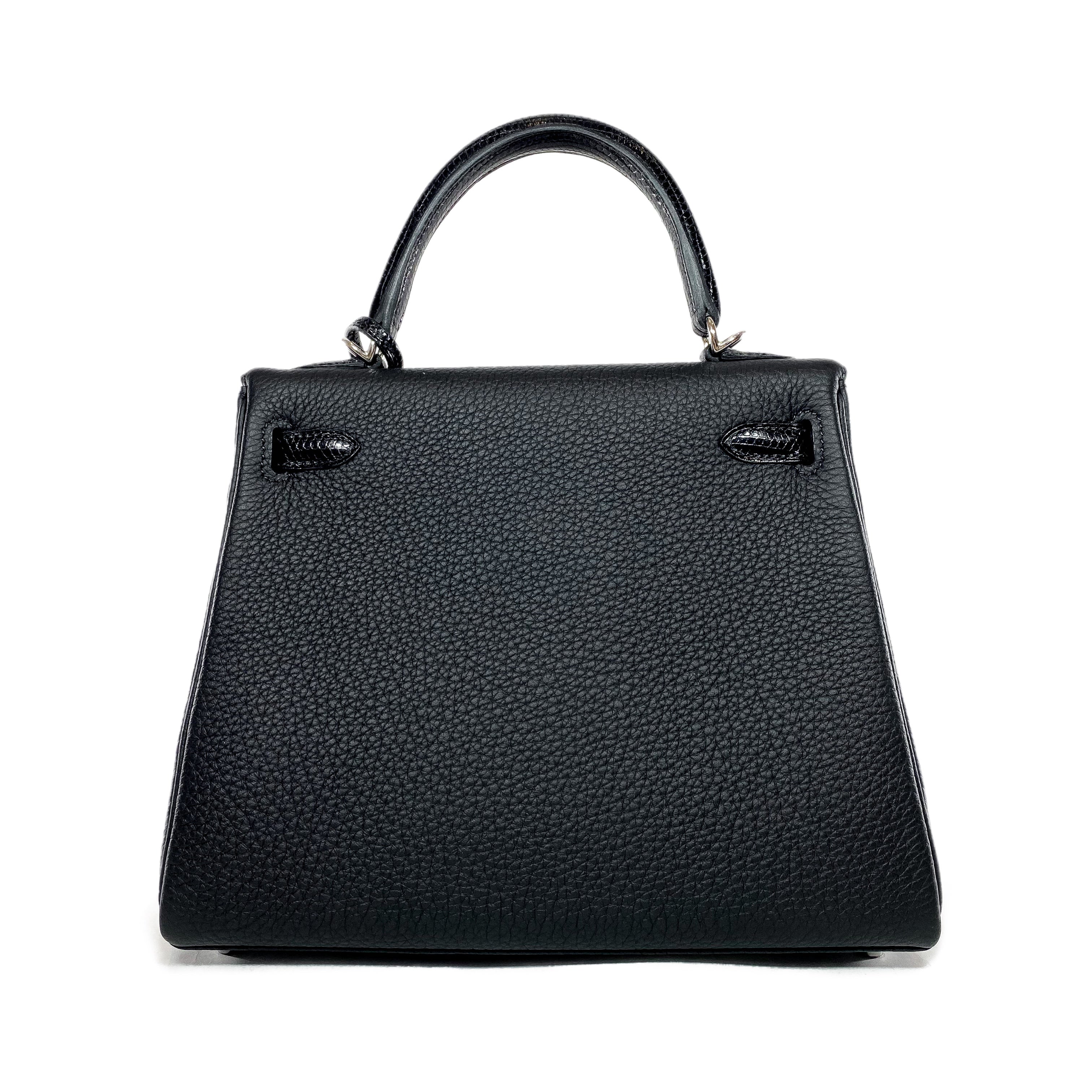 Hermes Black Kelly 25 Touch Lizard Togo Palladium Hardware