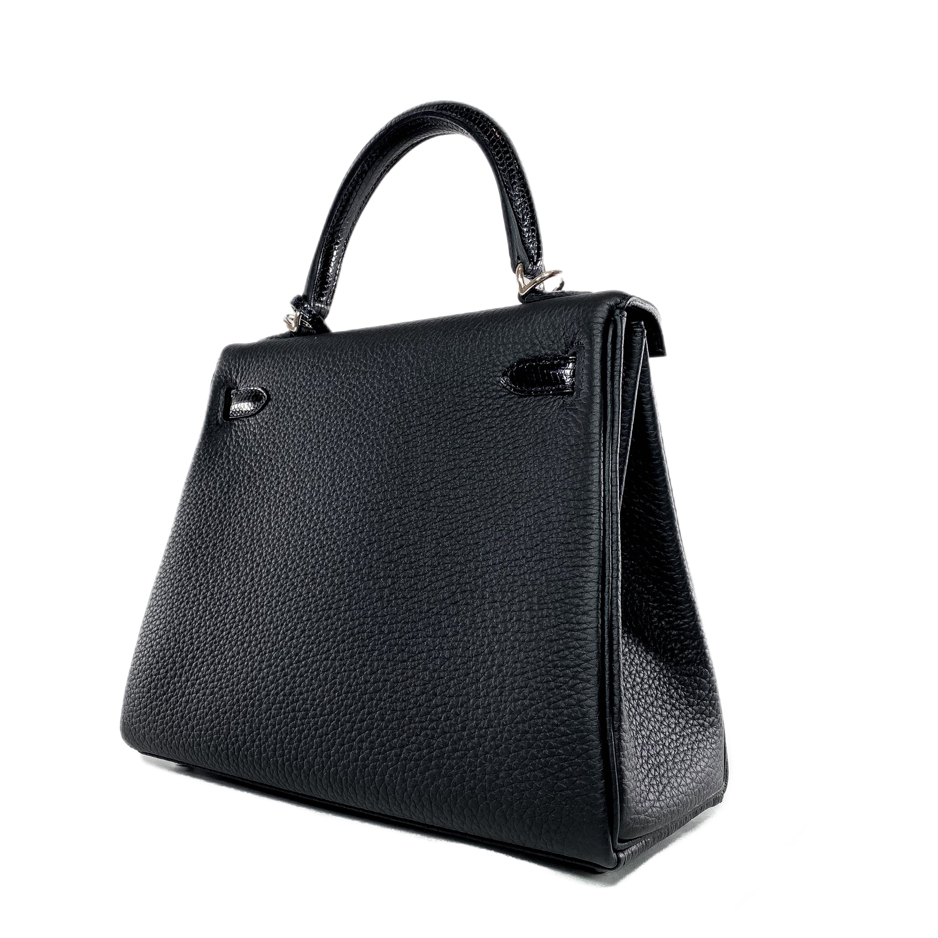 Hermes Black Kelly 25 Touch Lizard Togo Palladium Hardware