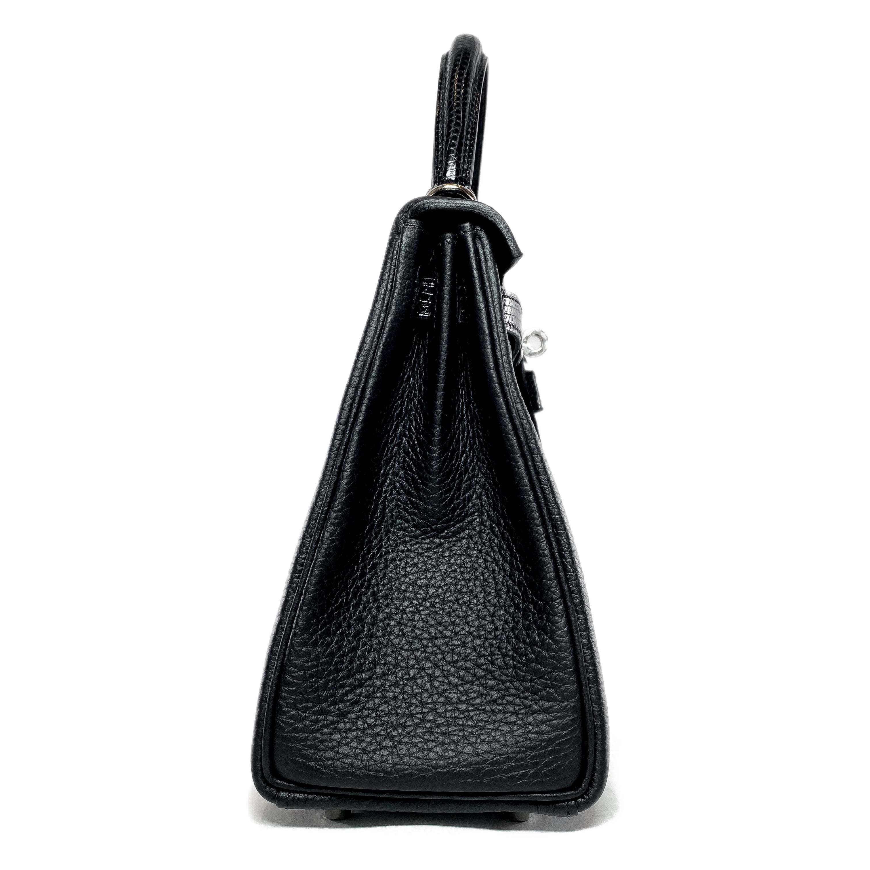 Hermes Black Kelly 25 Touch Lizard Togo Palladium Hardware