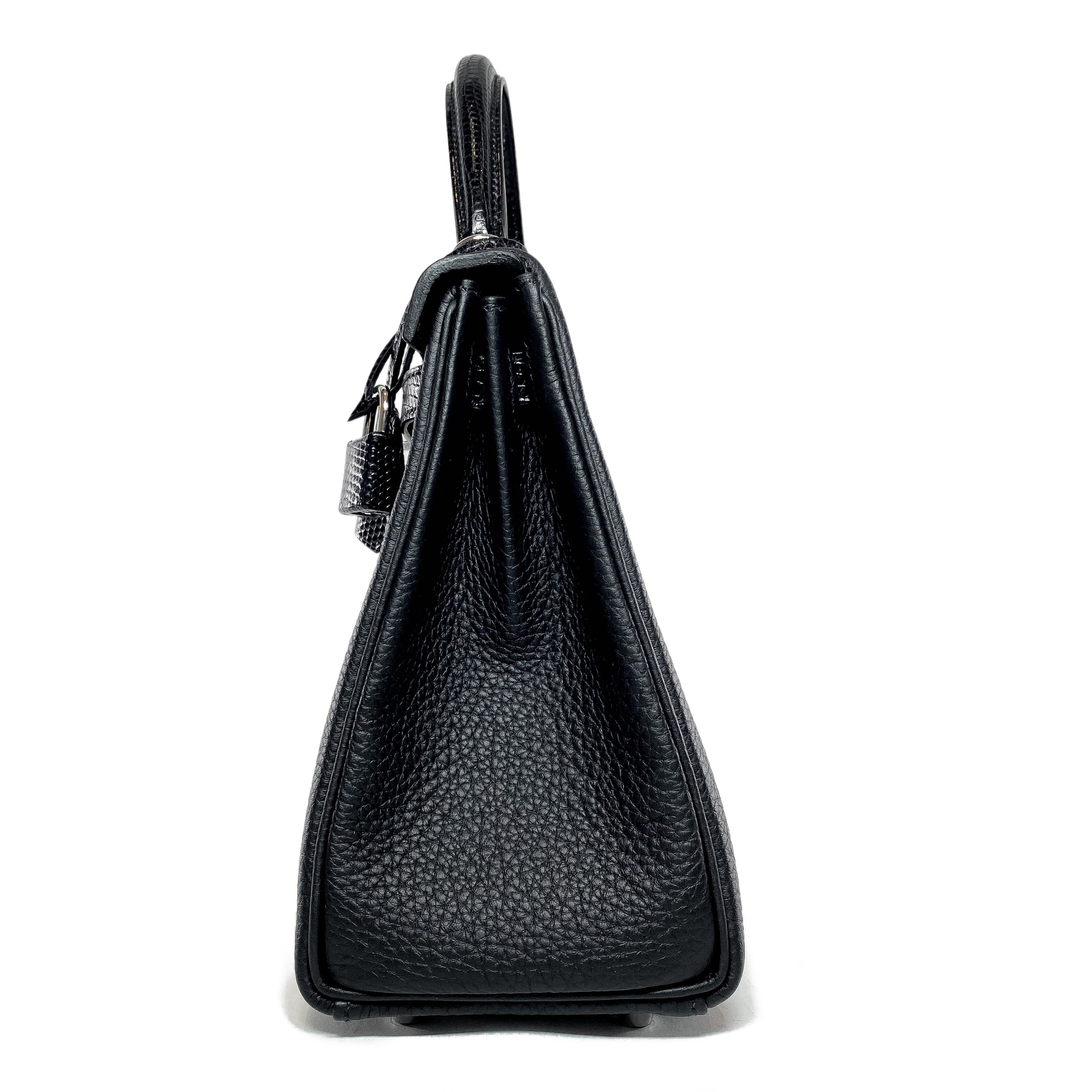 Hermes Black Kelly 25 Touch Lizard Togo Palladium Hardware