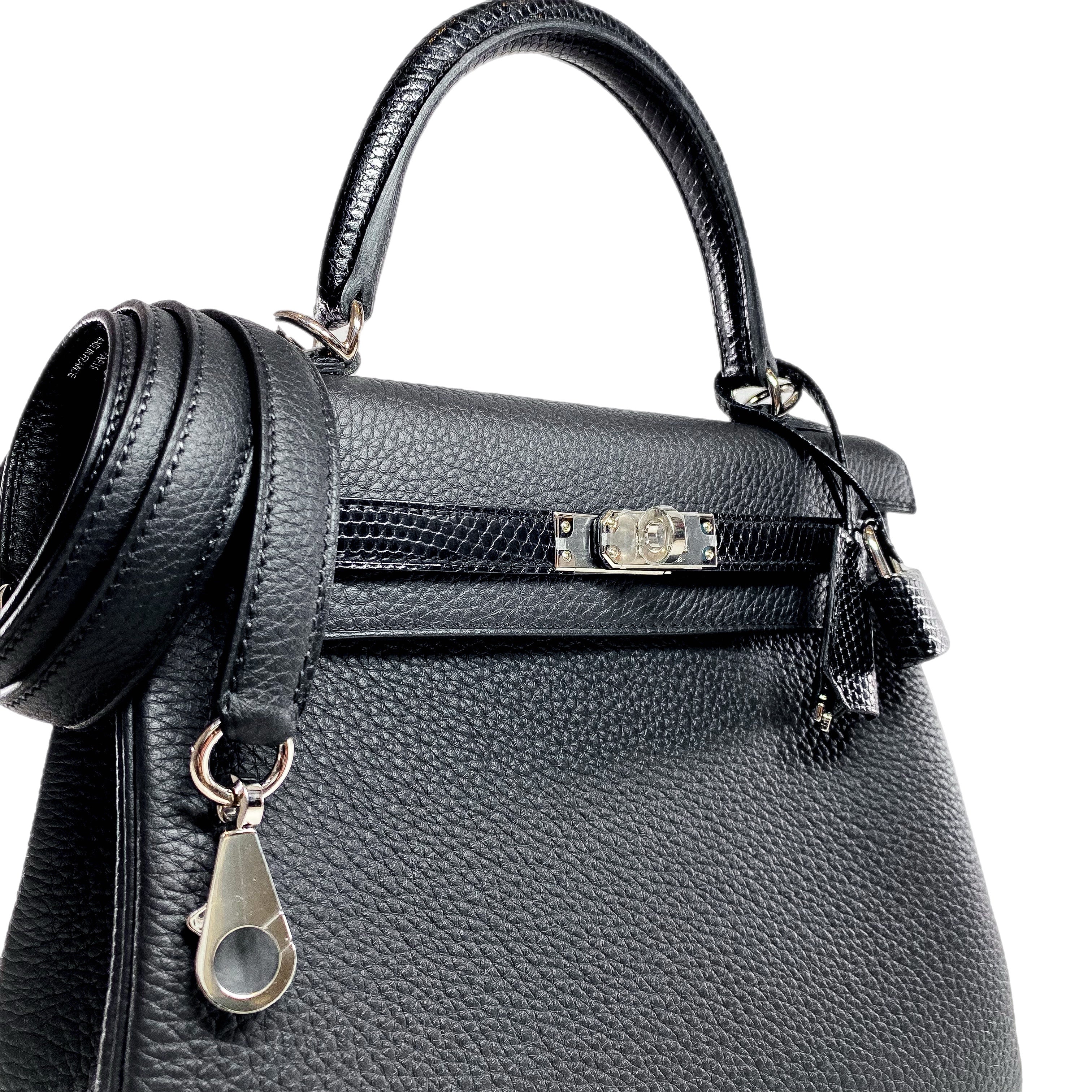 Hermes Black Kelly 25 Touch Lizard Togo Palladium Hardware