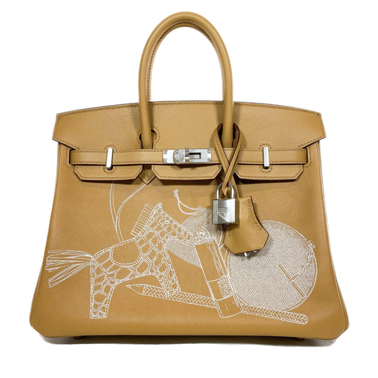 Hermes Biscuit Birkin 25 In & Out Swift Palladium Hardware