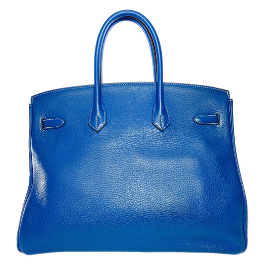 Hermes Birkin 35 Eclat Mykonos White Clemence Palladium Hardware