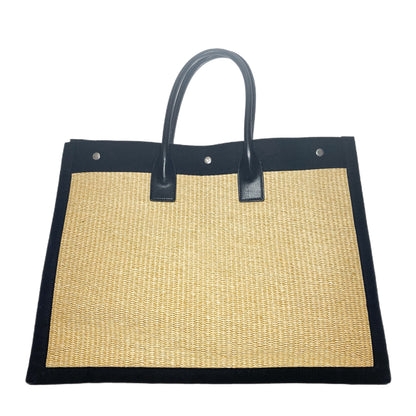 Saint Laurent Rive Gauche Beige Black Raffia Tote – Consign  Saint Laurent Rive Gauche Canvas Tote - Black and Tan main image 0