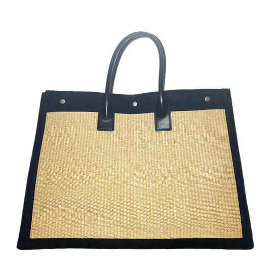 Saint Laurent Rive Gauche Beige Black Raffia Tote