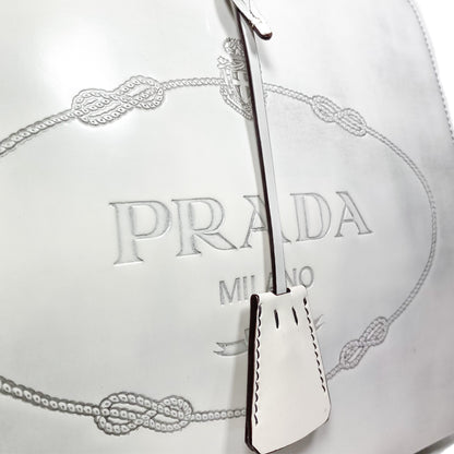 Prada Quarzo Spazzolato Logo Frame Bag