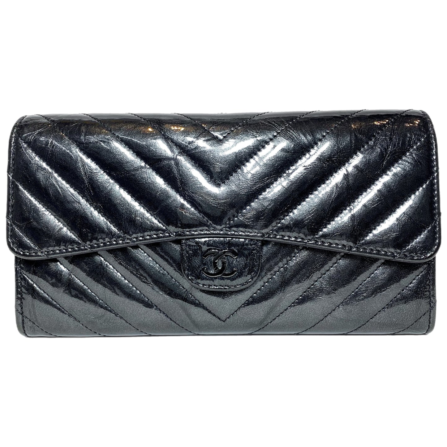 Chanel Black Chevron Wallet