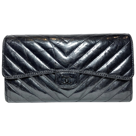 Chanel Black Chevron Wallet
