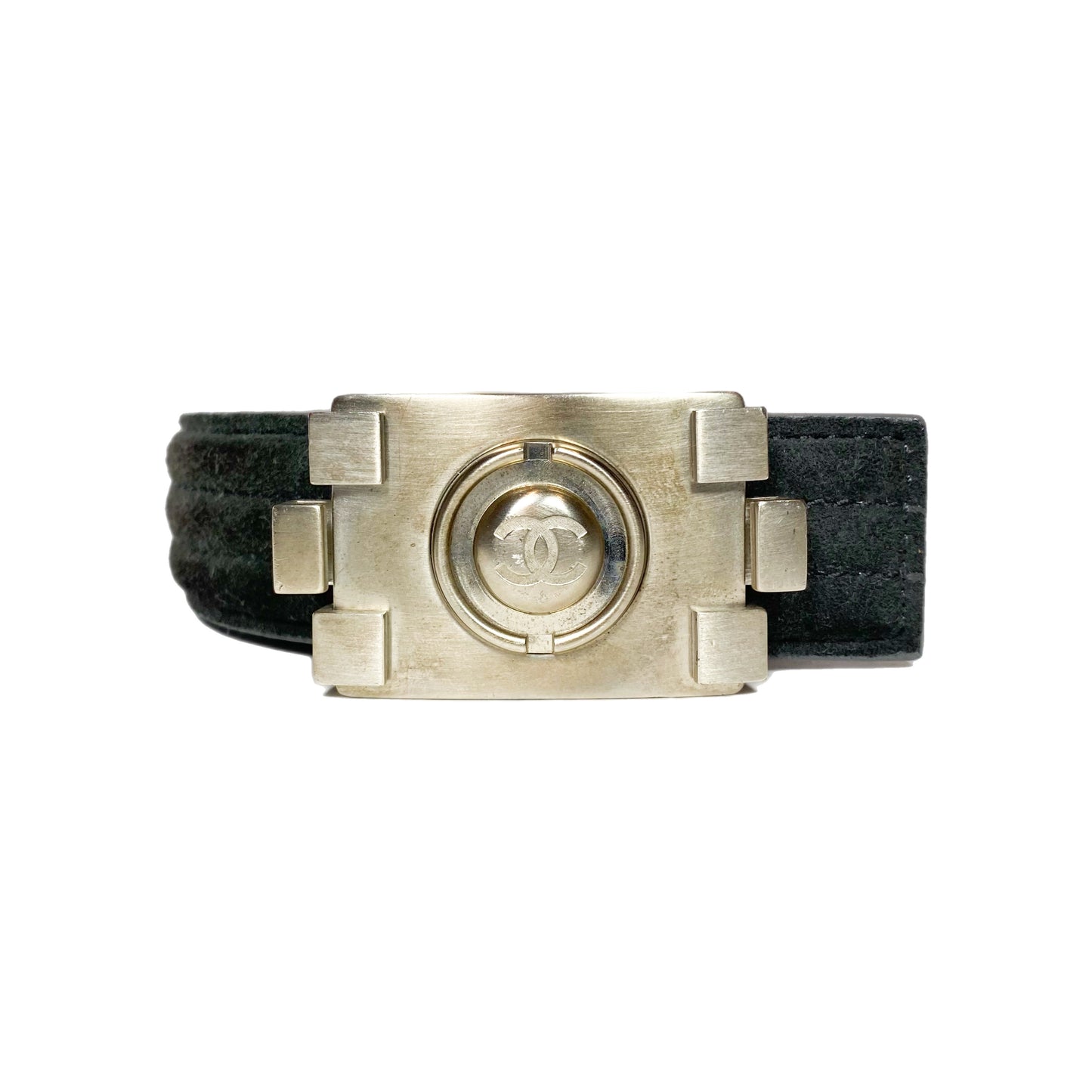 Chanel Dark Grey Logo Belt