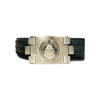 Chanel Dark Grey Logo Belt