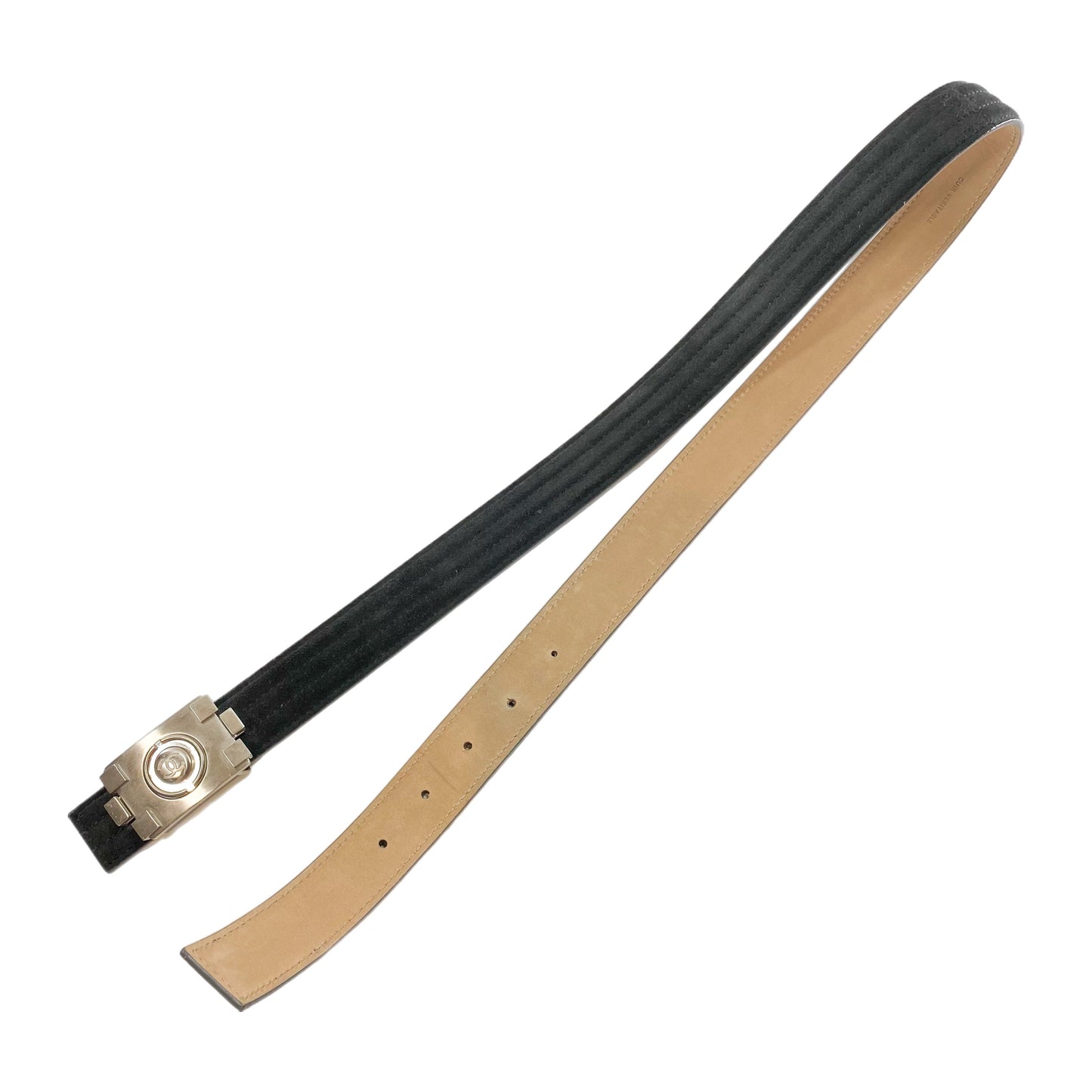 Chanel Dark Grey Logo Belt