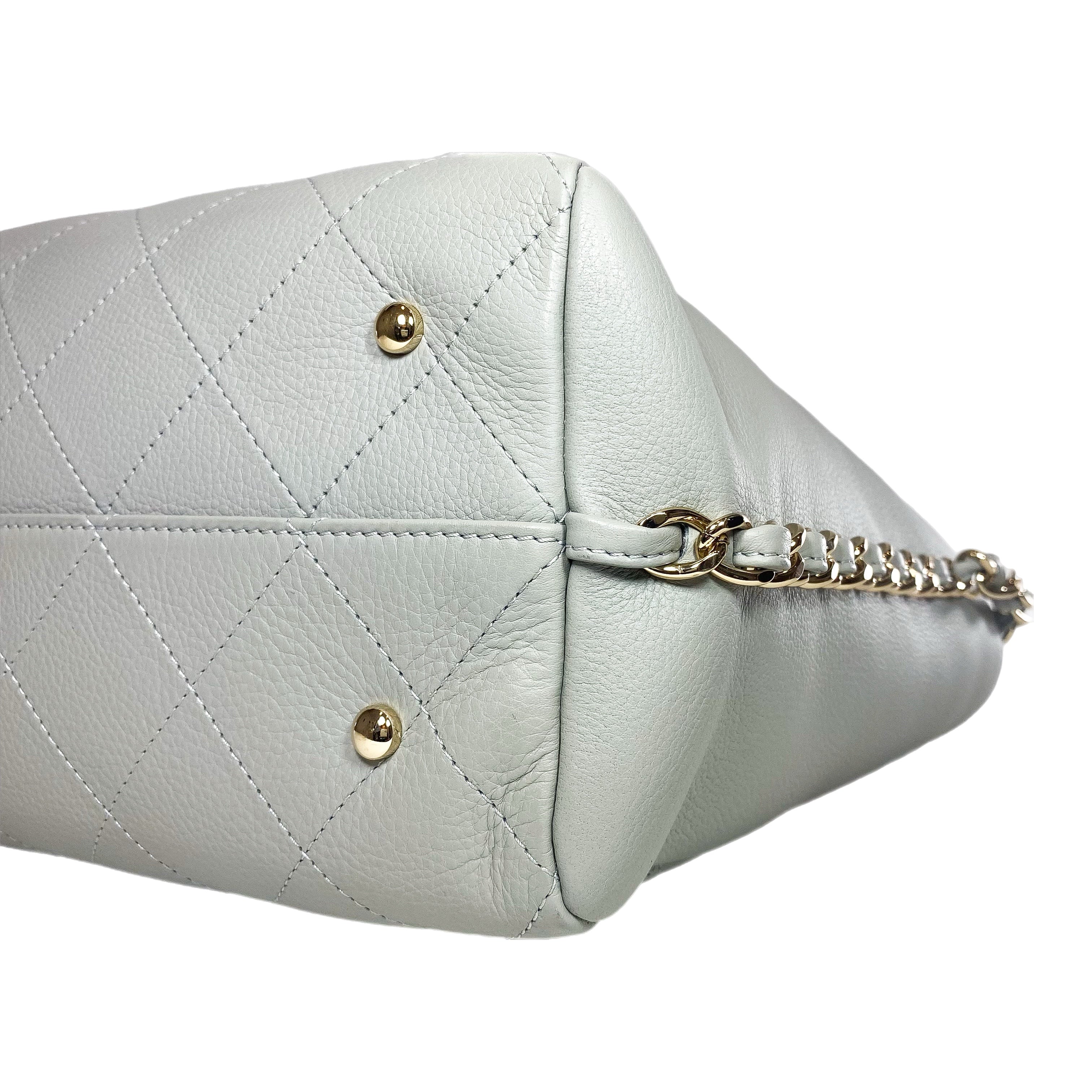 Chanel Gray Stitched Medium Shopping Tote