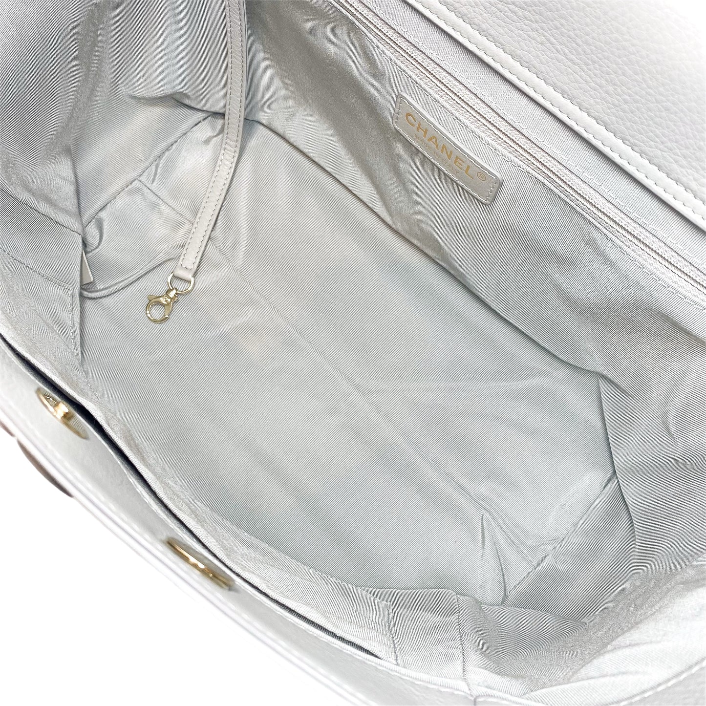 Chanel Gray Stitched Medium Shopping Tote