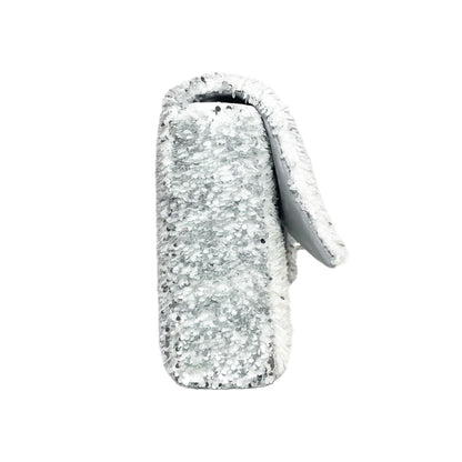 Chanel White Silver Sequin Flap Bag