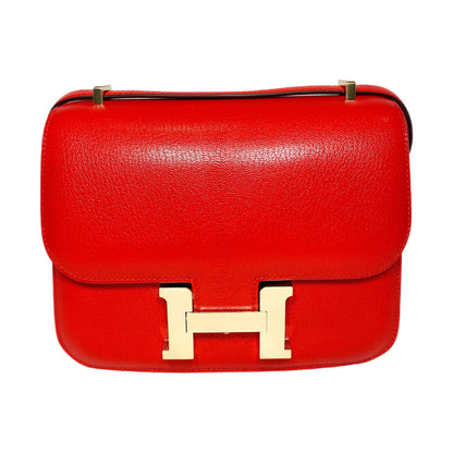 Hermes Constance 18 Rouge de Coeur Chevre Gold Hardware - Online Only