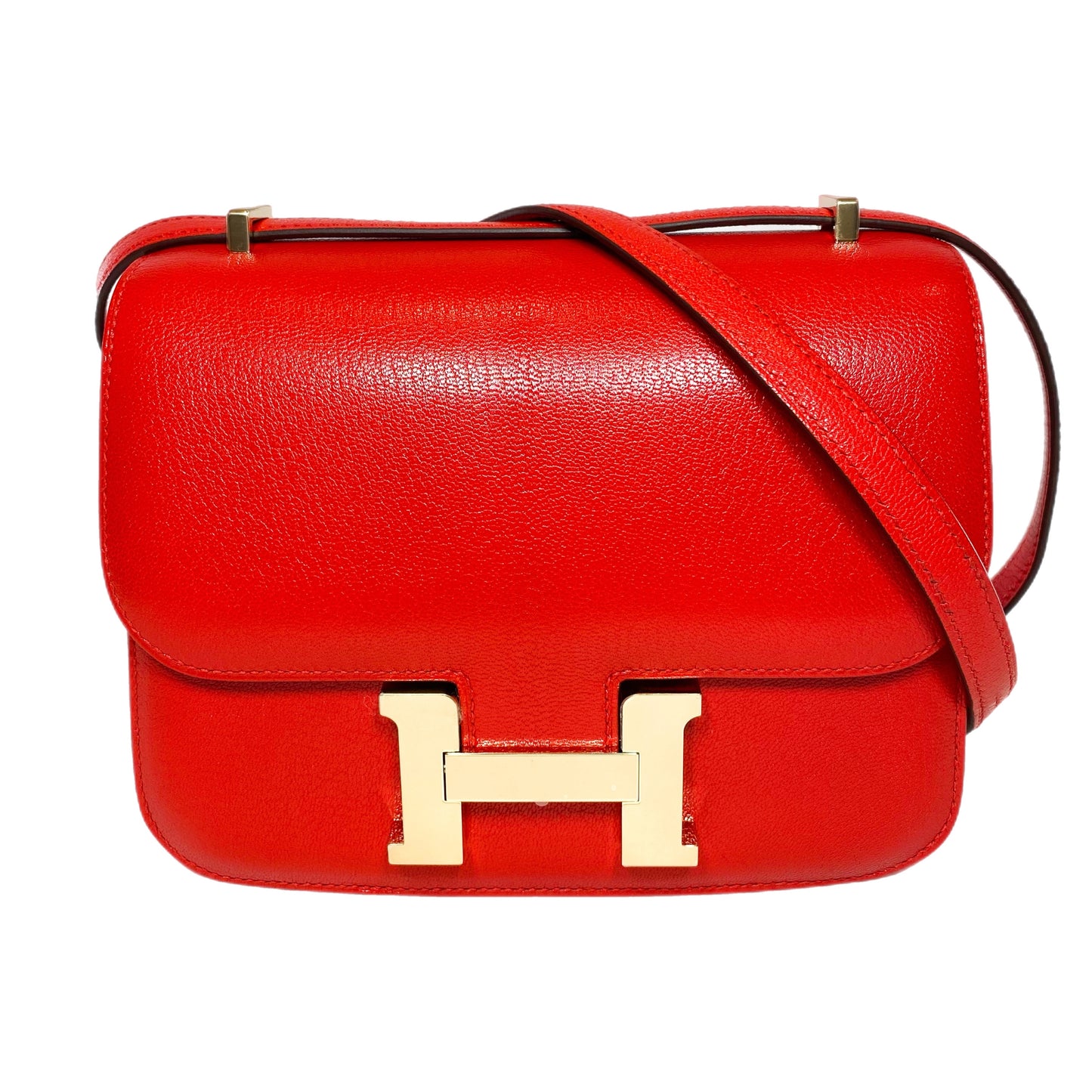 Hermes Constance 18 Rouge de Coeur Chevre Gold Hardware - Online Only