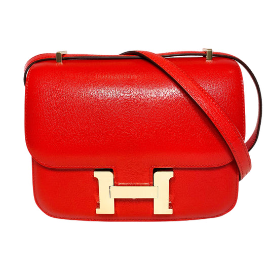Hermes Constance 18 Rouge de Coeur Chevre Gold Hardware - Online Only