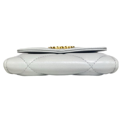 Chanel 19 Gray Quilted Flap Coin Purse with Chain