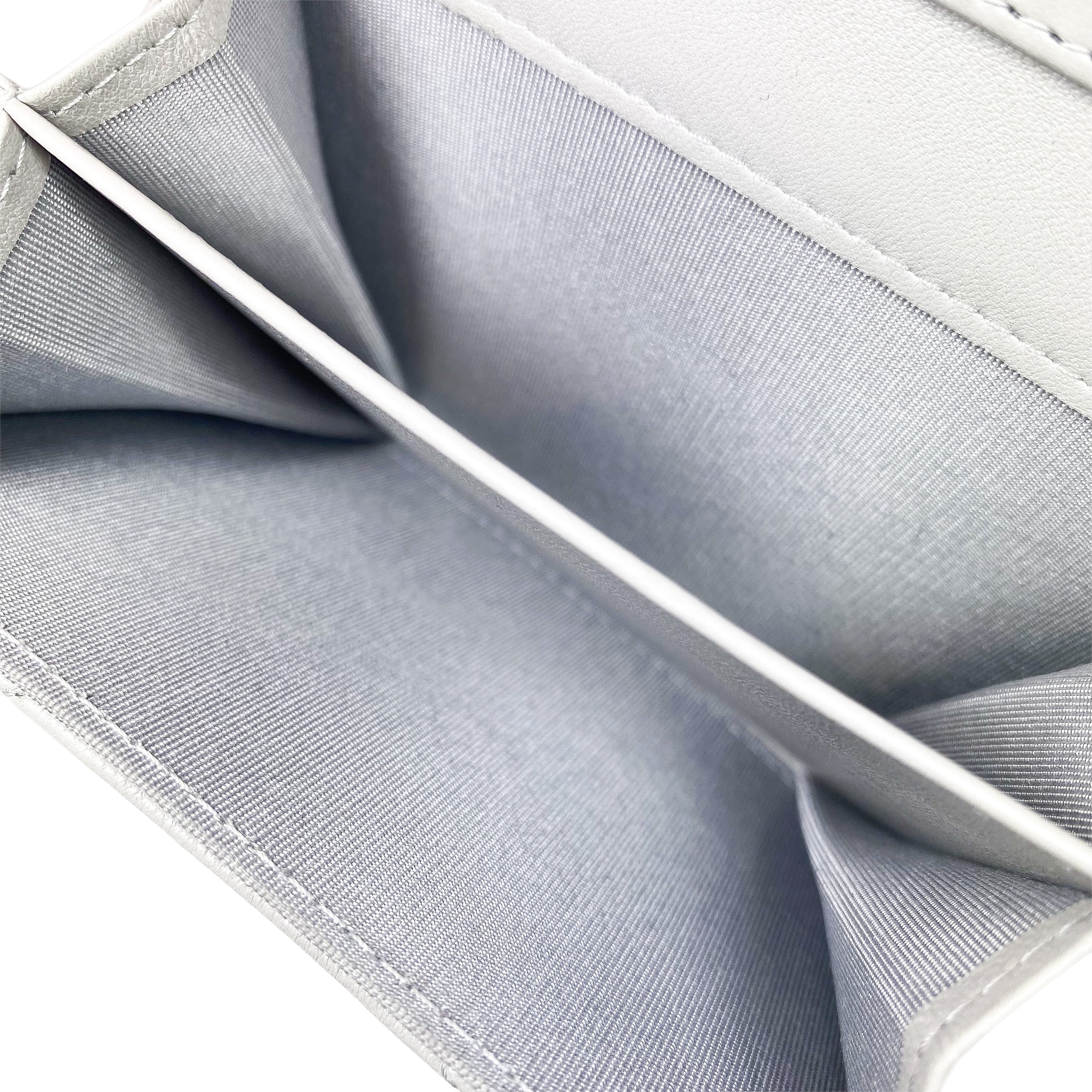 Chanel 19 Gray Quilted Flap Coin Purse with Chain