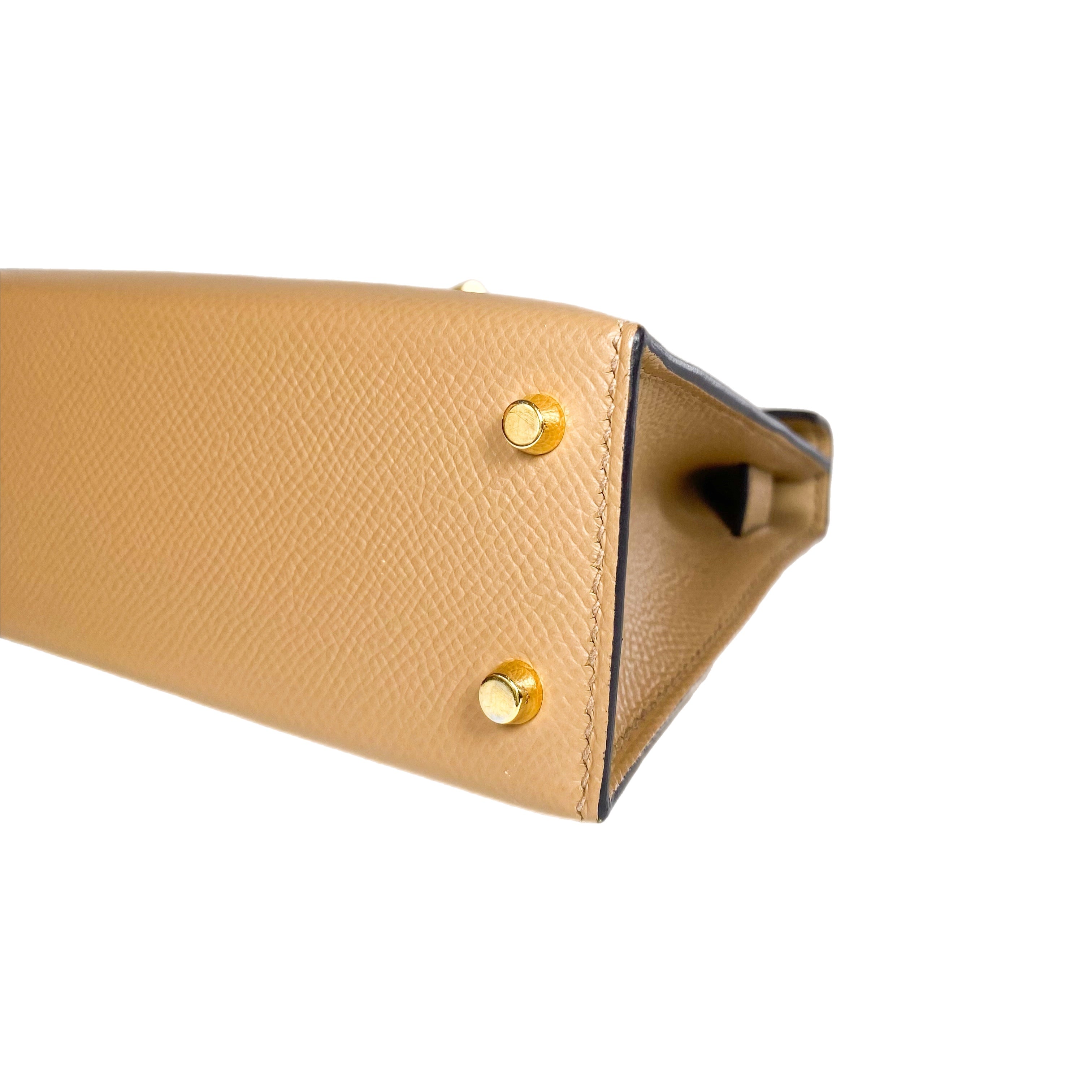 Hermes Mini Kelly 20 Chai Epsom Gold Hardware