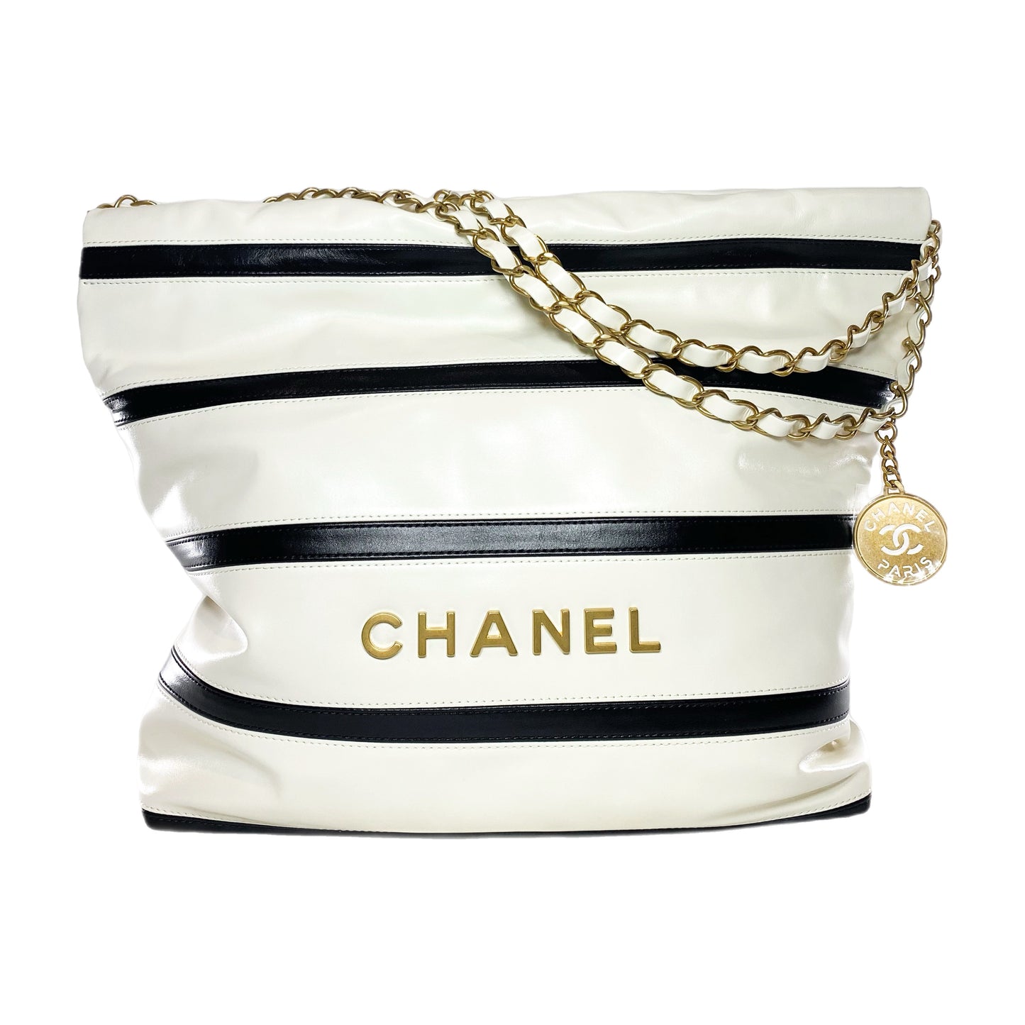 Chanel 22 White Black Striped