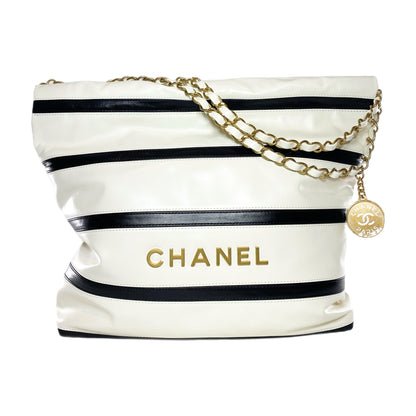 Chanel 22 White Black Striped