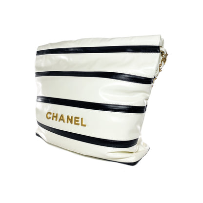 Chanel 22 White Black Striped