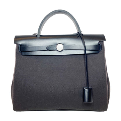 Hermes Black Ebene Toile Vache Hunter Herbag Zip 31 PM