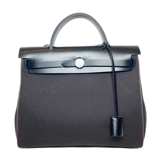 Hermes Black Ebene Toile Vache Hunter Herbag Zip 31 PM