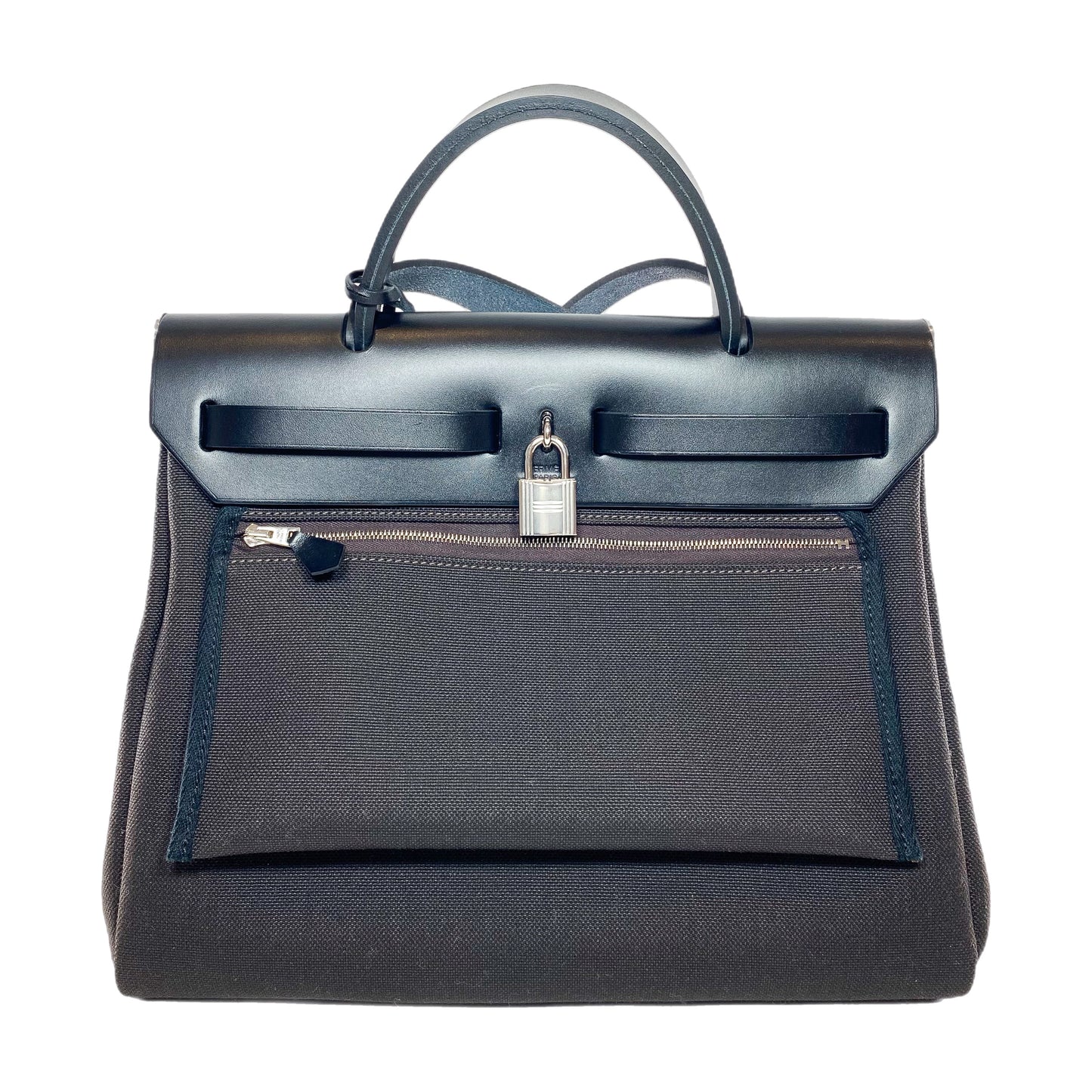 Hermes Black Ebene Toile Vache Hunter Herbag Zip 31 PM