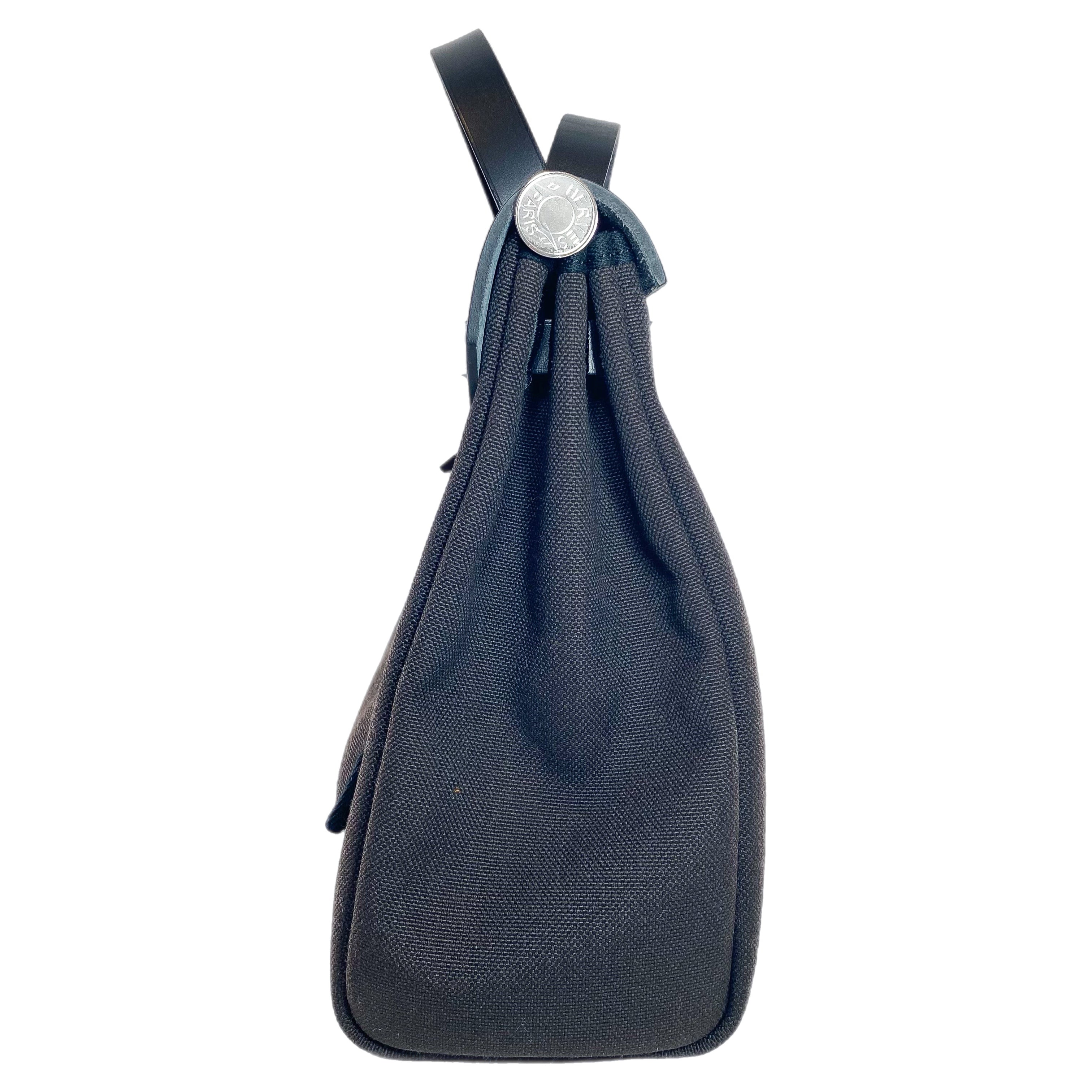 Hermes Black Ebene Toile Vache Hunter Herbag Zip 31 PM