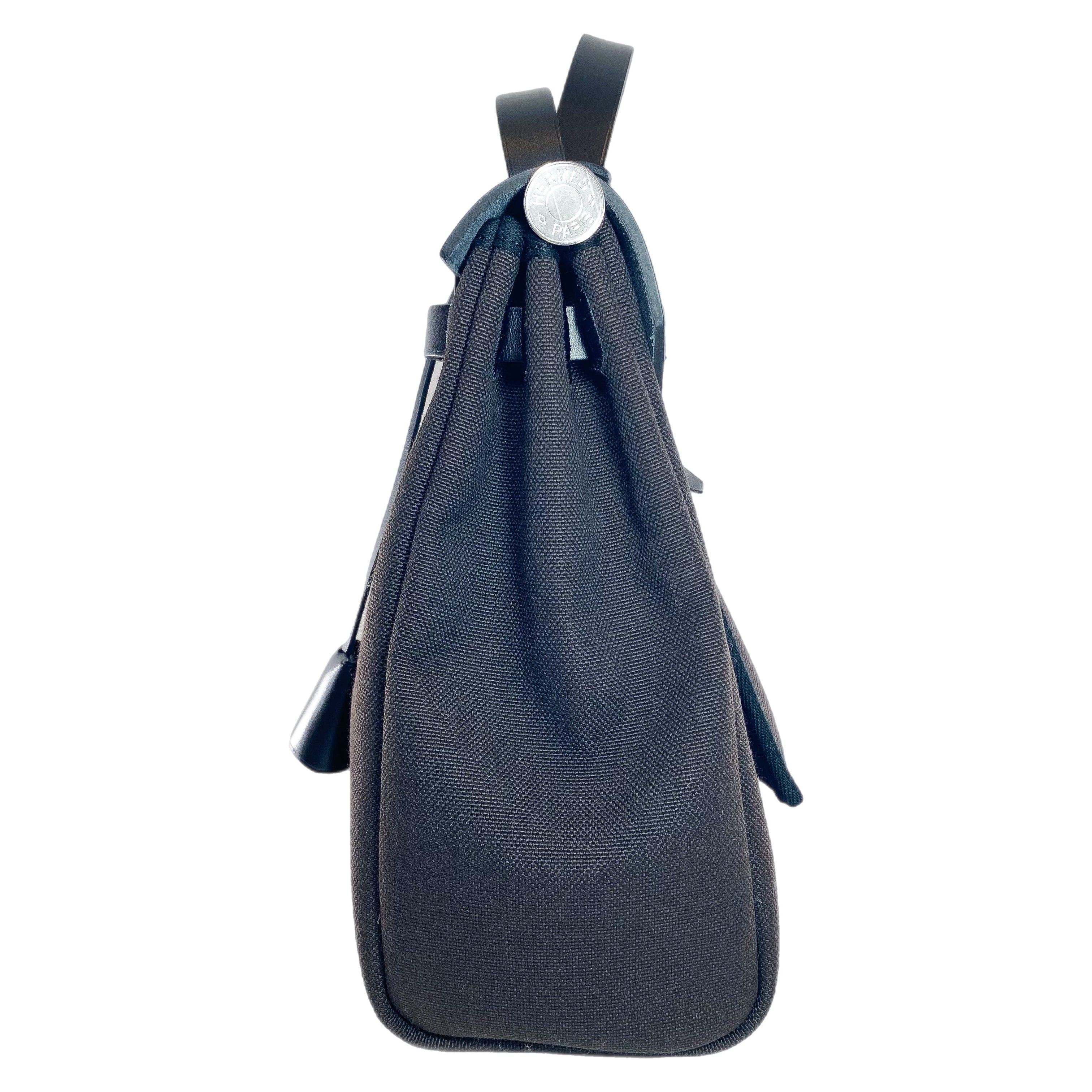 Hermes Black Ebene Toile Vache Hunter Herbag Zip 31 PM