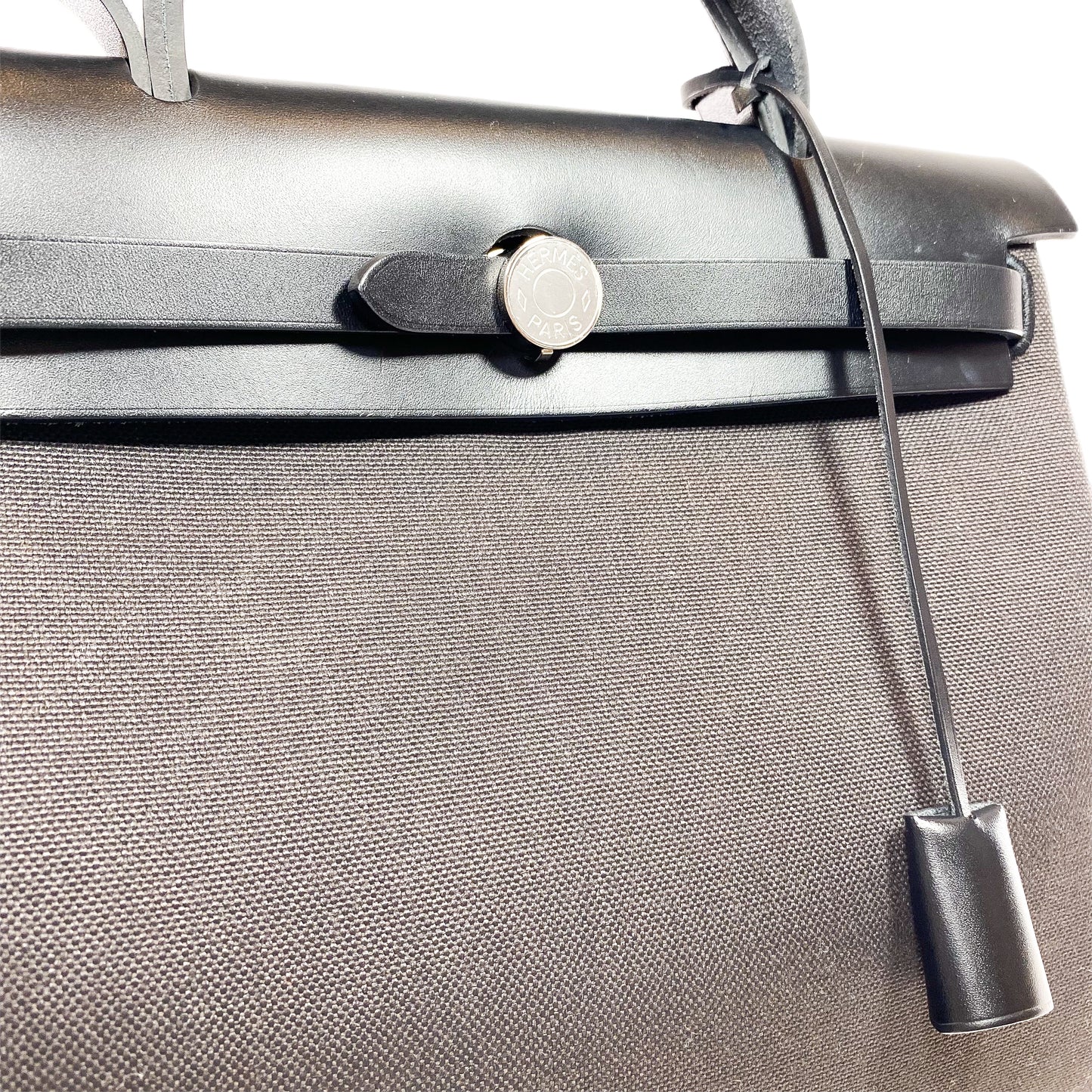 Hermes Black Ebene Toile Vache Hunter Herbag Zip 31 PM