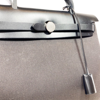 Hermes Black Ebene Toile Vache Hunter Herbag Zip 31 PM